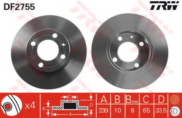 Disc frana VW POLO (6N2) (1999 - 2001) TRW DF2755