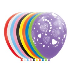 Set 10 baloane latex, Cu Inimioare, 30cm, Ropet