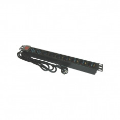 PDU EMTEX aluminiu 19 inch. 9 prize Schuko si switch .16A. 3500W. 3x1.5. 2M 1U foto