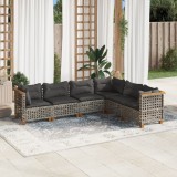 vidaXL Set mobilier grădină cu perne, 6 piese, gri, poliratan 3261861