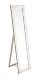 Oglinda decorativa de podea cu rama lemn alb patinat Miro 40 cm x 3 cm x 160 h Elegant DecoLux, Bizzotto