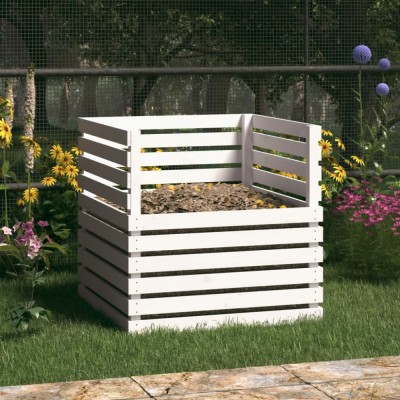 Gossi compostor, alb, 80x80x78 cm, lemn masiv de pin foto