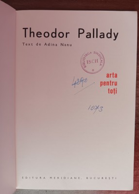 myh 310s - Arta pentru toti - Adina Nanu - Theodor Pallady - ed 1963 foto