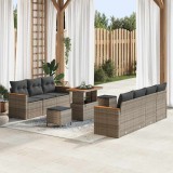 vidaXL Set de canapele pentru grădină cu pernă 10 pcs Gri Rattan poli 3363013