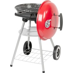 Gratar gradina cu carbuni, grill rotund, cu roti, capac, rafturi, 34.5 cm, 36x46.5x71 cm, Pluto