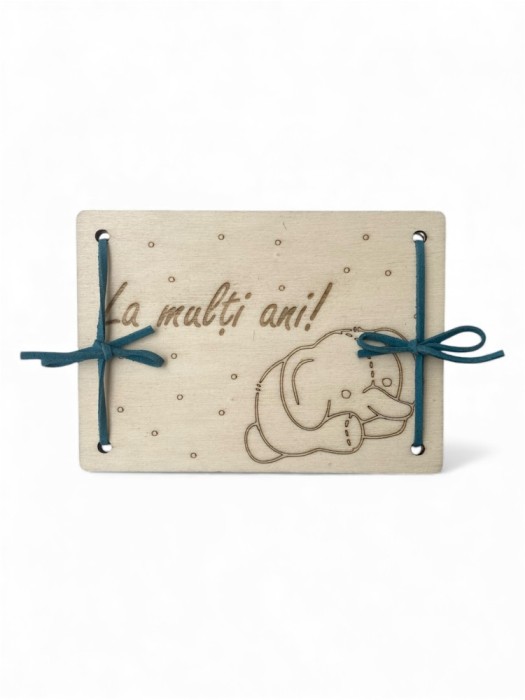 Felicitare din lemn gravata