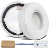Set 2 bureti pentru casti JBL Live 675NC / Live 670NC / Live 460NC, On-Ear - Alb - Spuma cu memorie - Piele ecologica
