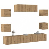 VidaXL Set dulap TV 7 piese montat pe perete Stejar artizanal