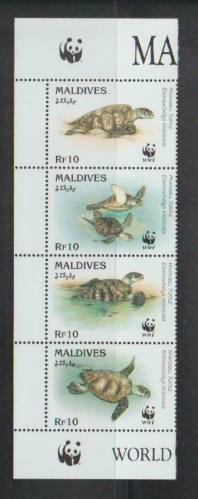 MALDIVES 1995 WWF FAUNA PROTEJATA TESTOASE