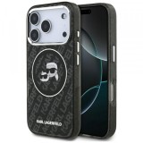 Husa MagSafe pentru Apple iPhone 17 Pro, Karl Lagerfeld, Glitter Karl &amp; Choupette Head, Neagra
