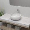 VidaXL Chiuvetă de baie cu robinet mixer, ceramică, rotund, alb