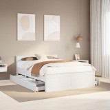 VidaXL Cadru pat fără saltea/cu tăblie, alb, 140x200cm, lemn masiv pin