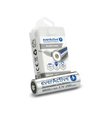 Acumulator EverActive 18500, USB-C, 3,7 V Li-ion 2100 mAh cu protecție BOX foto