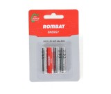 Bateriile alcaline Rombat se comercializeaza la cutie colectiva de 12 blistere a cate 4 bucati. ,z Tensiune nominala: 1,5V ,z Temperatura de operare: