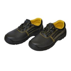 Pantofi de Protectie PROTEK Marimea 42, cu Bombeu Metalic, Piele de Bovina, Negru/Galben, Pantofi cu Intaritura Metalica in Varf, Pantofi de Lucru cu foto