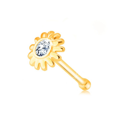 Piercing &amp;icirc;n nas de diamant din aur galben 585 - floare cu nuanțe strălucitoare foto
