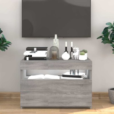 vidaXL Comodă TV cu lumini LED, gri sonoma, 60x35x40 cm foto