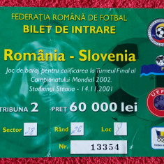 Bilet meci fotbal ROMANIA - SLOVENIA (14.11.2001)
