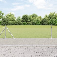 Gard Hexagonal vidaXL 0.4x100 m Oțel Galvanizat, St&acirc;lpi de Gard vidaXL cu Plăci de Bază 13 buc &Oslash;32mm 50cm Oțel Galvanizat