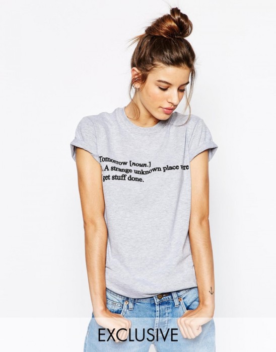 Tricou dama gri - Tomorrow, a strange unknown place were i get stuff done - XL