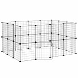 Cumpara ieftin Cusca animale de companie cu usa 28 panouri negru 140x105x70 cm otel