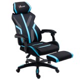 Vinsetto Scaun Gaming cu Suport pentru Picior Retractabil Scaun de Birou Rotativ Inclinabil cu Suport de Cap și &Icirc;nălțime Reglabilă 65x65x119-129 cm Ne