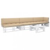VidaXL Set mobilier din paleți cu perne, 4 piese, alb, lemn pin tratat 3066712