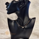 Cumpara ieftin Colier placat cu aur, 44 cm , cu pandantiv perla eco, stantat, design simplu si elegant