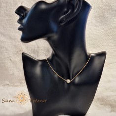 Colier placat cu aur, 44 cm , cu pandantiv perla eco, stantat, design simplu si elegant