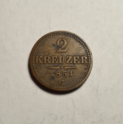 2 Kreuzer 1851 G Monetaria Baia Mare foto