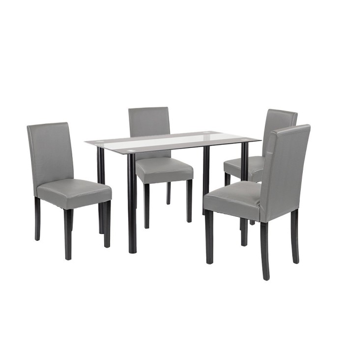 Set de masă Karin 4+1 negru-gri