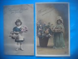 HOPCT 1799 COPII--ROMANTICA-FRANTA-LOT 2 CARTI POSTALE VECHI-CIRCULATE