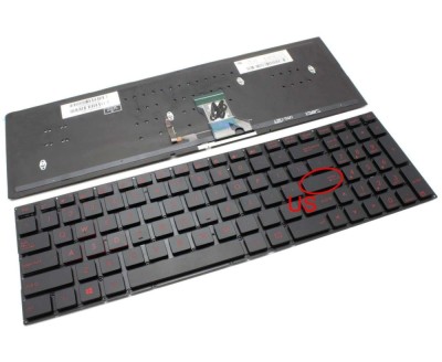 Tastatura Asus Rosu Rog G501JW iluminata layout US fara rama enter mic, Rog G501VW iluminata layout US fara foto