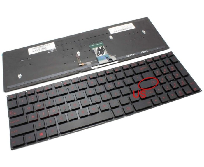 Tastatura Asus Rosu Rog G501JW iluminata layout US fara rama enter mic, Rog G501VW iluminata layout US fara