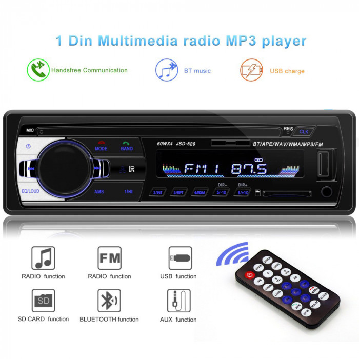 Radio MP3 Player cu BLUETOOTH Cod: 520 Automotive TrustedCars