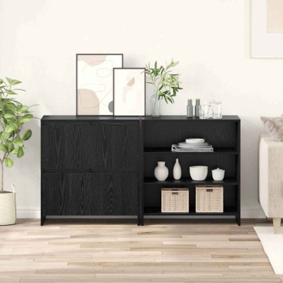 vidaXL Bufeturi 2 pcs Stejar negru 70 x 41 x 75 cm Lemn compozit foto