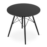 Masa stil scandinav, Artool, rotund, MDF si lemn, negru, 80x72 cm