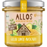 Crema tartinabila Allos cu linte galbena si avocado, bio, fara gluten, vegan, 140g