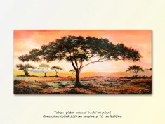 Tablou pictat manual - Peisaj african - 150x70cm ulei pe panza, Magistral! foto