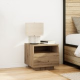 vidaXL Noptiere cu LED-uri, 2 buc., stejar artizanal, 40x39x37 cm