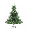 Pom Crăciun artificial brad Nordmann LED&amp;globuri verde, 180 cm