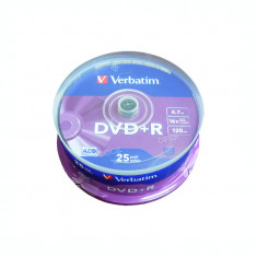 DVD+R Verbatim, 4.7 GB, 16x, 25 bucati/bulk, in cake box foto