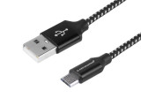 Cablu De Incarcare Si Sincronizare, 300 Cm, Microfibra Impletita, Usb&amp;gt; Micro Usb Carmotion 86553