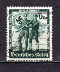 ✅ (S43) Germania Reich 1938 &quot;10 Aprilie - Referendumul ptr. anexarea Austriei &quot; serie completa Michel 662 , stampilat