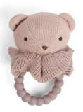 Smallstuff Rattle, Bear Face On Silicone Ring, Soft Rose (40008-92)