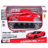 Set constructie masinuta metalica, Maisto, Ferrari 488 Pista, 43 piese, 1:24, Rosu