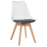 Cumpara ieftin Scaun acril transparent piele ecologica neagra fag Bali 48x53x82 cm