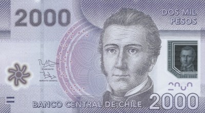 Bancnota Chile 2.000 Pesos 2014 - P162d UNC ( polimer - vezi descriere ) foto