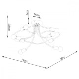 Candelabru Negru Din Oțel Cu 8 Becuri Neregulate De Interior Industrial.