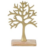 Decoratiune pentru masa Herum&reg;, in forma de arborele vietii, Auriu, 16 x 6 x 27 cm